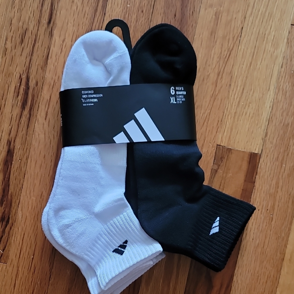 adidas Men's Black and White Crew Socks Set